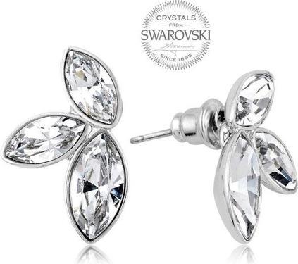 Levien Earrings with three clear Navette crystals (L)