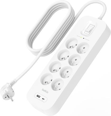 Actual product image Belkin Surge protection with USB C 8 outlet (8 x, CEE 7/5, 2 m)