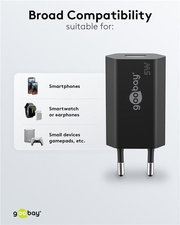 Actual product image Goobay USB A charger slim (5 W)