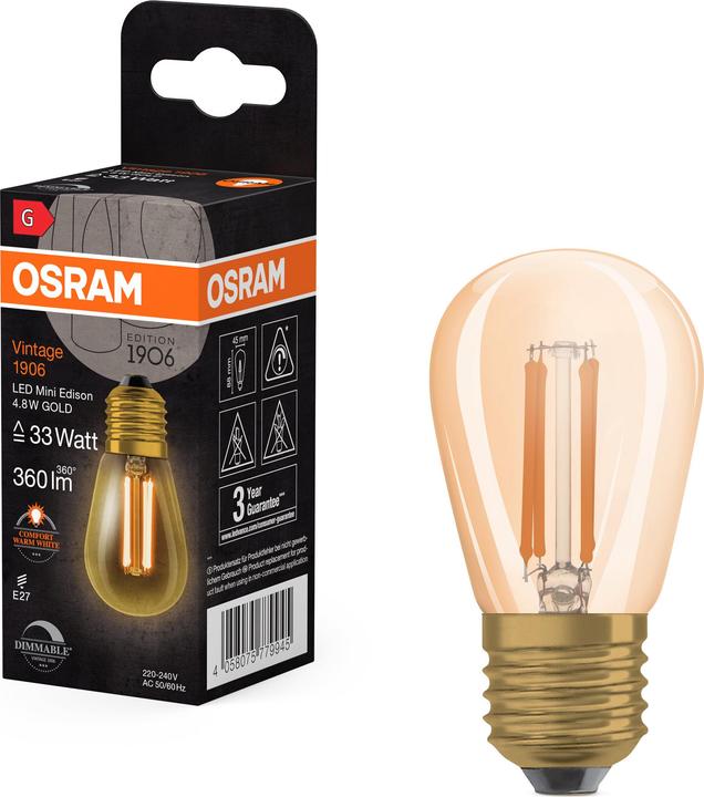 Actual product image Osram Vintage 1906 LED DIM 33 4.8 W/2200 K E27 (E27, 4.80 W, 360 lm, 1 x, G)