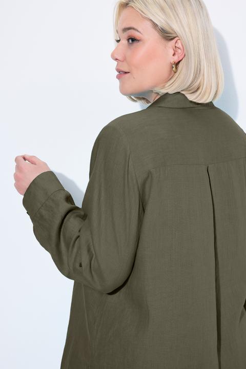 Produktbild Ulla Popken Bluse, Leinen, offener Kragen, Langarm (62)