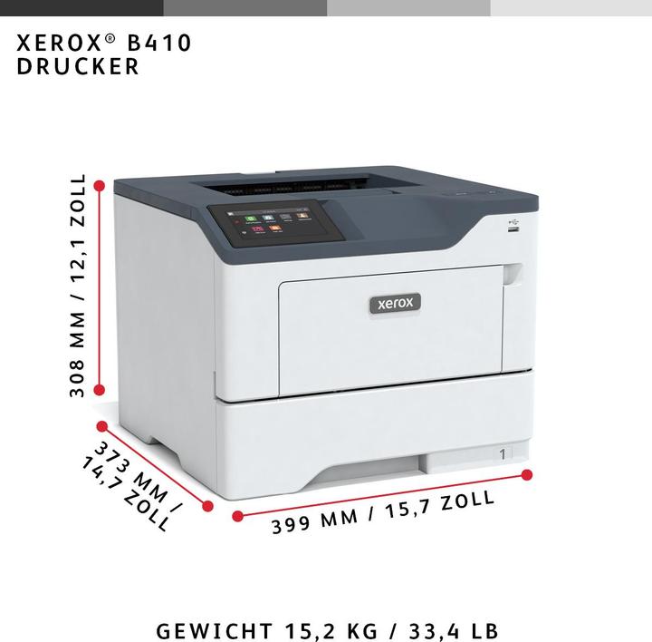 Productafbeelding Xerox B410 A4 47PPM 1200DPI 1GB (Laser, Zwart-wit)