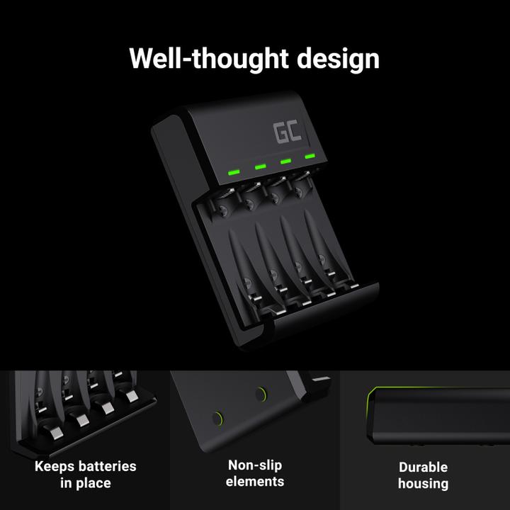 Actual product image GreenCell VitalCharger Set with 2x AA 2000mAh & 2x AAA 800mAh Batteries (4 pcs., AAA, AA, 2000 mAh, Battery + charger)