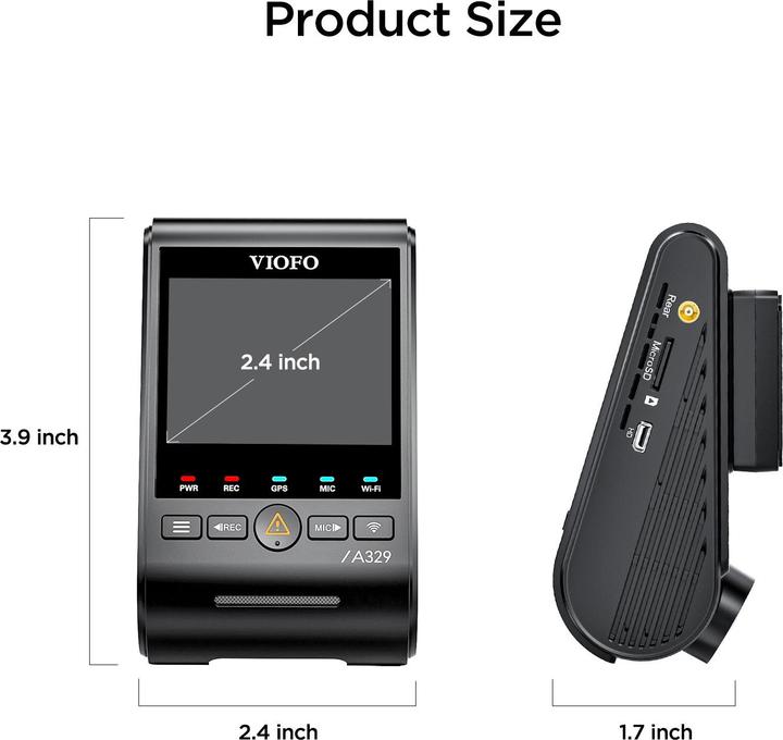 Productafbeelding Viofo A329 1CH 4K 60FPS WiFi, GPS (WiFi, GPS-ontvanger, Ingebouwde microfoon, 4K)