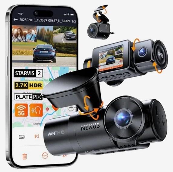 Produktbild Vantrue N4S Nexus 4 S Videorekorder (WLAN, GPS-Empfänger, Eingebautes Mikrofon, Eingebautes Display, Beschleunigungssensor, Nachtsicht, 2.7K)