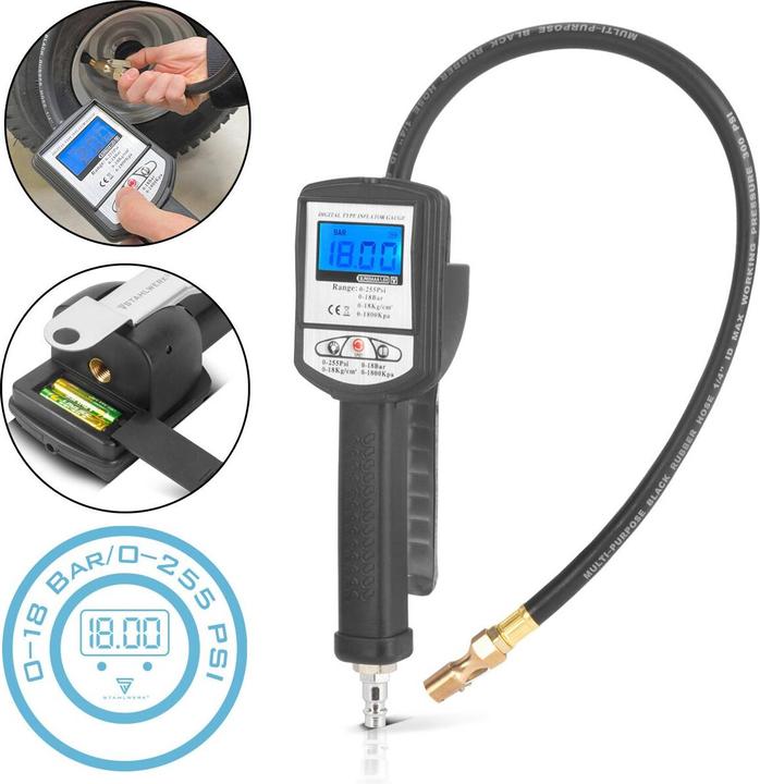 Produktbild Stahlwerk Digitale Druckluft-Reifenfüllpistole DRP-18 ST Messbereich 0-18 Bar