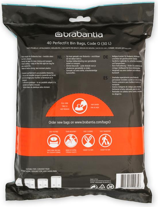 Actual product image Brabantia PerfectFit bin liner type O 30 L, 40 pcs. (40 x, 30 l)
