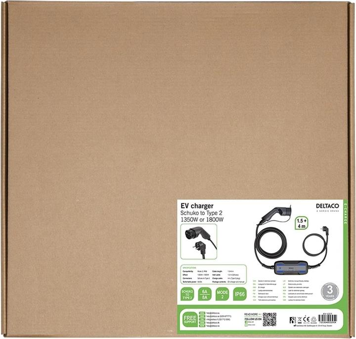Produktbild Deltaco EV-Ladekabel (Typ 2, 1.80 kW, 8 A, 3 m)