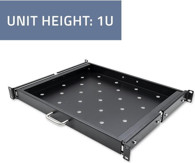 Image du produit Qoltec Solidna stalowa Półka z uchwytem do szafy RACK | 600*600 | Wysuwana | Czarna