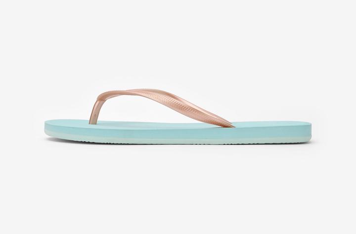Actual product image Olaian Thong sandals ladies 500 gold blue (39)