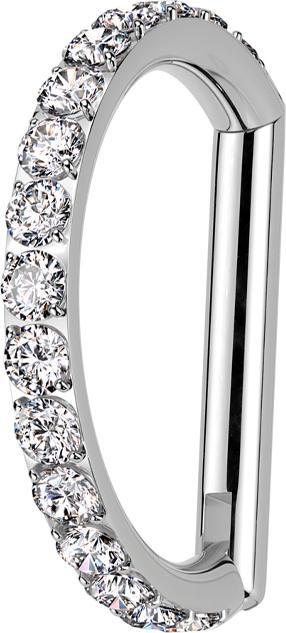 Immagine prodotto Star Piercing Anello a micro segmenti con cerniera in argento mezzo anello con cristalli laterali in argento (senza ottone, Titanio G23)