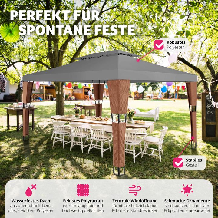 Actual product image tectake Gazebo Mona 3x4m rattan (400 cm, 300 cm)