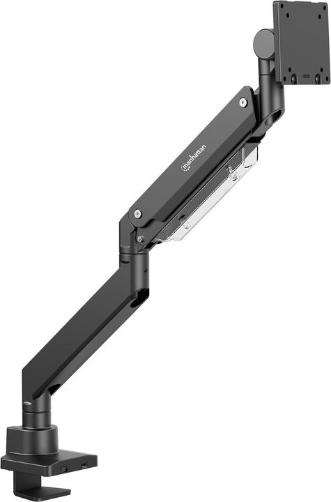 Manhattan Tischhalterung mit USB-Ports und Gasdruckfeder mit extrem hoher Traglast für einen Monitor, Aluminiu (Tisch, 57")