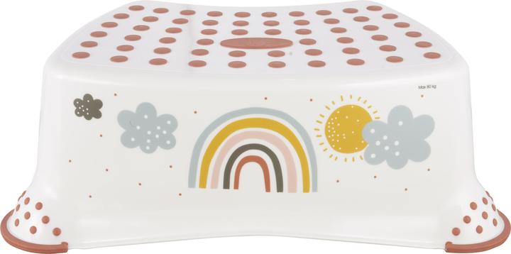 Actual product image keeeper kids step stool ""tomek Rainbow"", white with print, max. load: 80 kg, surface and feet