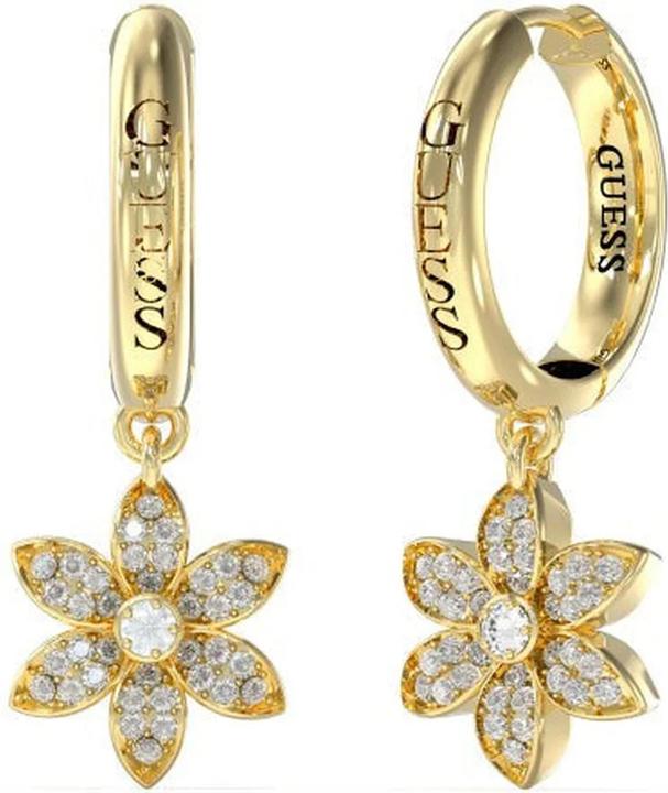 Guess 30MM PAVE FLOWER HUGGIES Ohrringe (Edelstahl)
