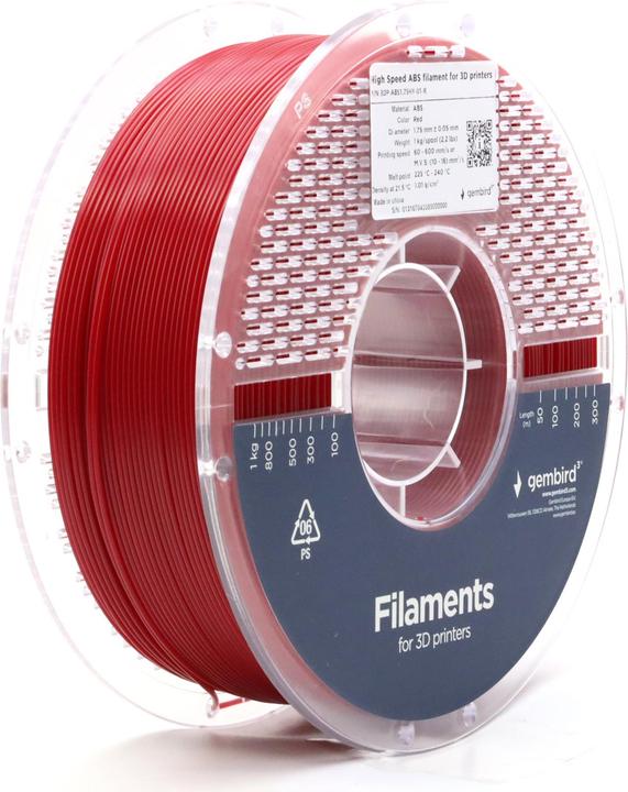 Produktbild Gembird 3DP-ABS1.75HY-01-R (ABS, 1.75 mm, 1000 g, Rot)