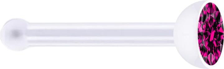 Produktbild Star Piercing Nasenstecker gerade transparent mit Kristall fuchsia (ohne Messing, Bioflex)