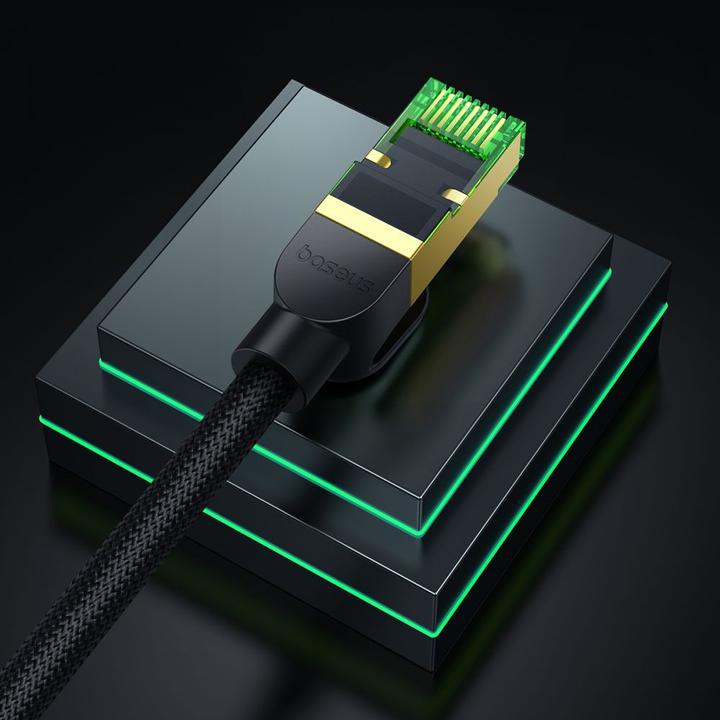 Actual product image Baseus Braided network cable cat.8 Ethernet RJ45, 40Gbps, 0,5m (black) (CAT8.1, 0.50 m)