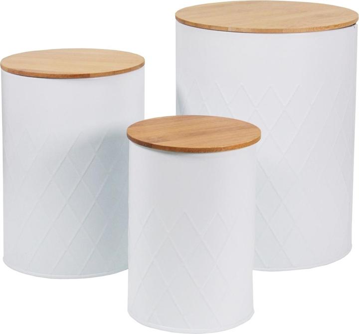 Produktbild neuetischkultur Vorratsdosen 3er-Set weiss mit Holzdeckel (5.30 l)