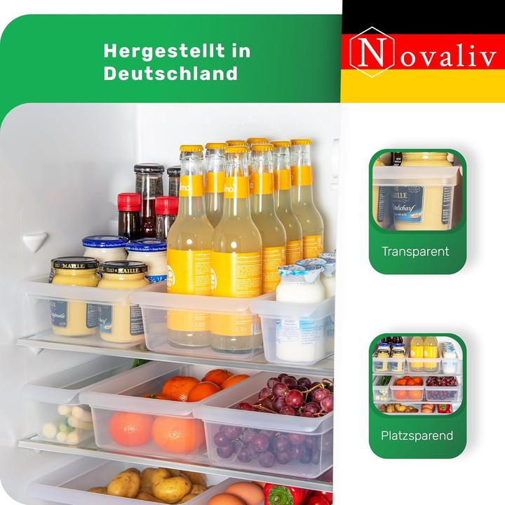 Produktbild Novaliv 4X Kühlschrank Organizer 30,5 x 7,5 x 16 cm BPA-frei Ordnung Made in Germany Leicht Reinigen