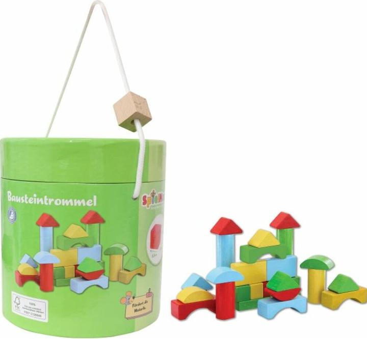Produktbild Spielmaus Holz Bausteine in Trommel