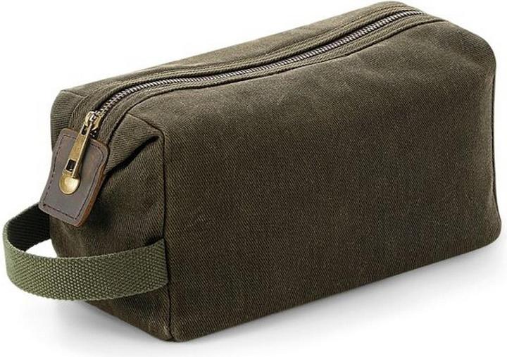 Actual product image Quadral Heritage Washed Leather Accents Toiletry Bag