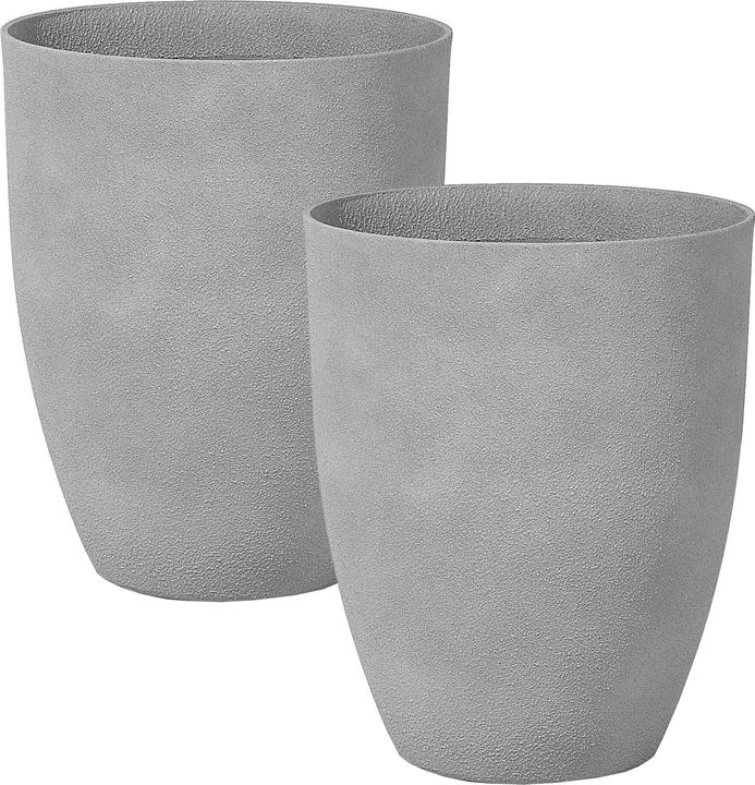 Actual product image Beliani Flowerpot Set of 2 grey round 43 x 43 x 52 cm CROTON (43 cm)