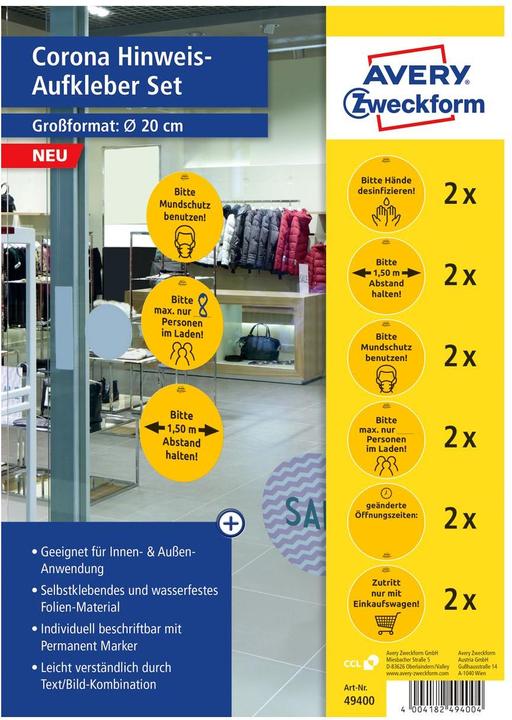 Actual product image Avery Notice labels set Ø 200 mm, 12 sheets