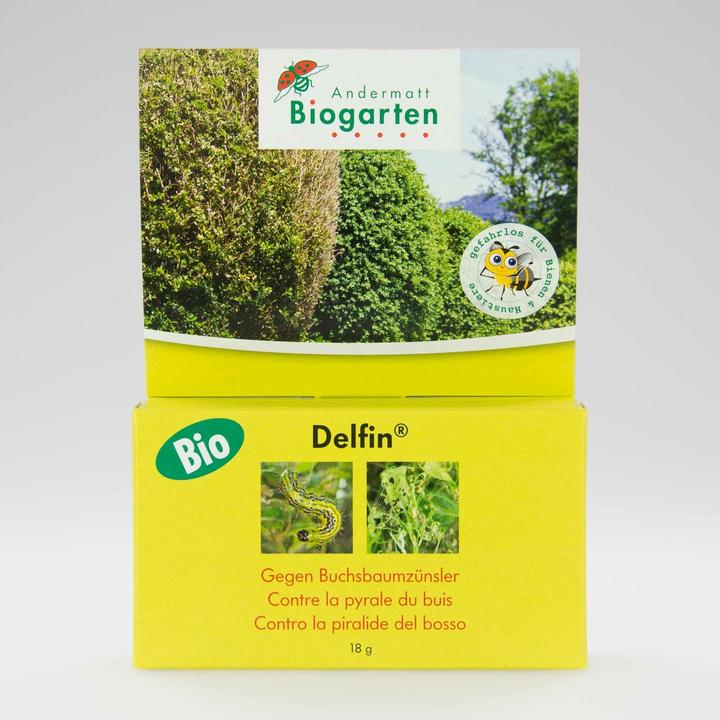 Produktbild Andermatt Biogarten Delfin gegen Buchsbaumzünsler (Spanner, Eulenraupen, Kohlschabe, Frostspanner, Prozessionsspinner, Buchsbaumzünsler, Weisslinge, Traubenwickler, Gespinstmotten)