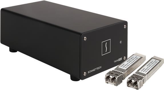 Actual product image Sonnet Twin25G Thunderbolt Dual Port 25Gb Ethernet Adapter (SFP28s included) (Thunderbolt, USB, Ethernet, SFP28 (2x))