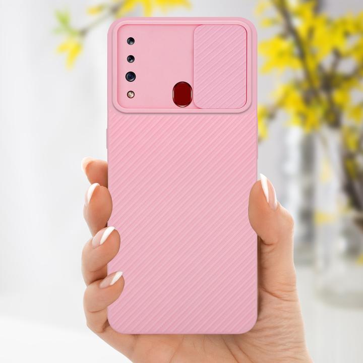 Productafbeelding Cadorabo Hoesje voor Samsung Galaxy A20s in TPU met camerabescherming LM009 Style (Samsung Galaxy A20)