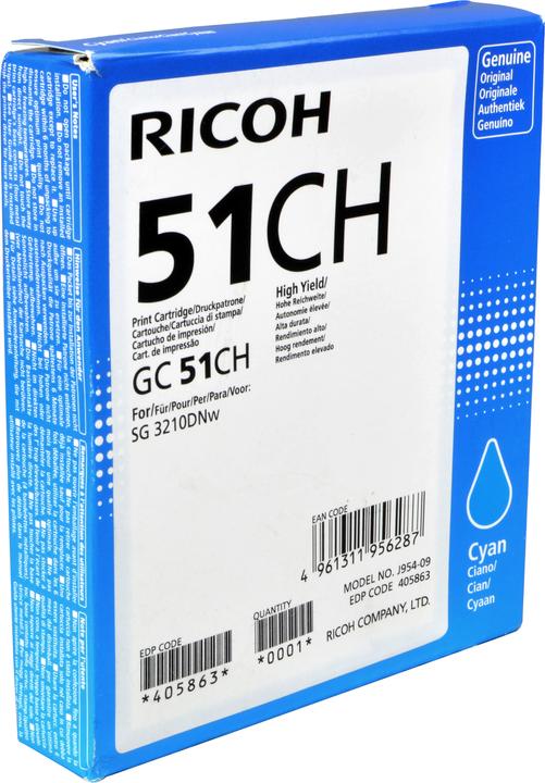 Image du produit RICOH 405863/GC-51CH Cartouche d'encre cyan 2 500 pages Cyan SG 3210 (C)