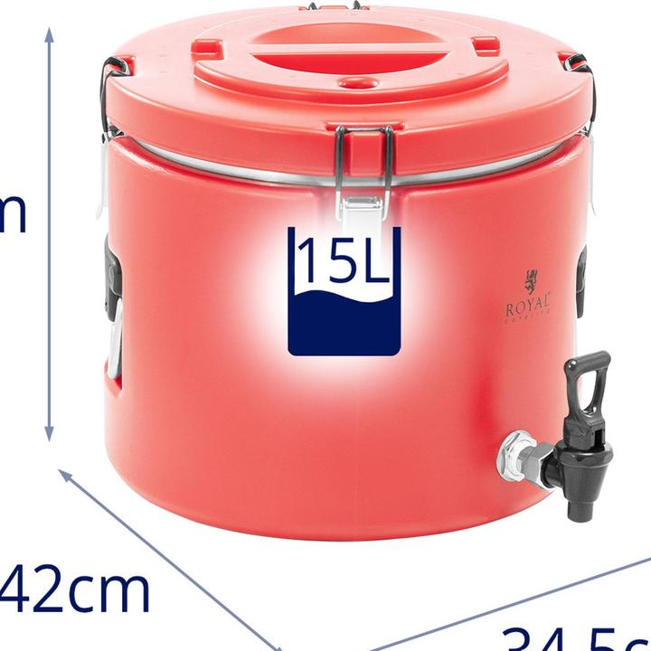 Actual product image Royal Catering Thermobehälter Edelstahl Thermobox Warmhaltebehälter Speisen Ablasshahn 15 L (15 l)