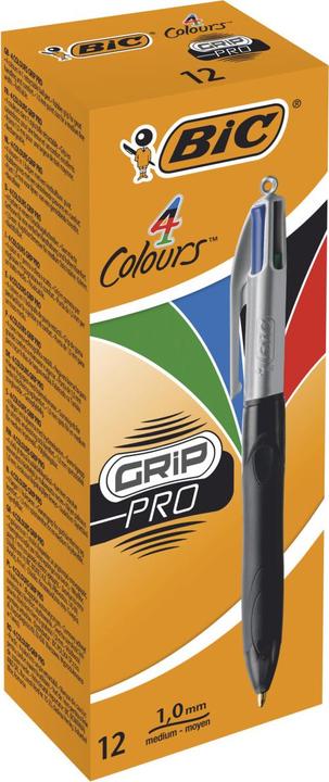 Image du produit Bic Stylo à bille 4 My Colours Grip Pro 0.4 mm (Noir, gris, 12 x)
