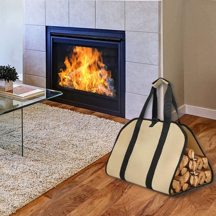 Produktbild Hermex Brennholztasche Brennholz-Tragehilfe Holztragetasche Kamintasche (46 x 95 cm)