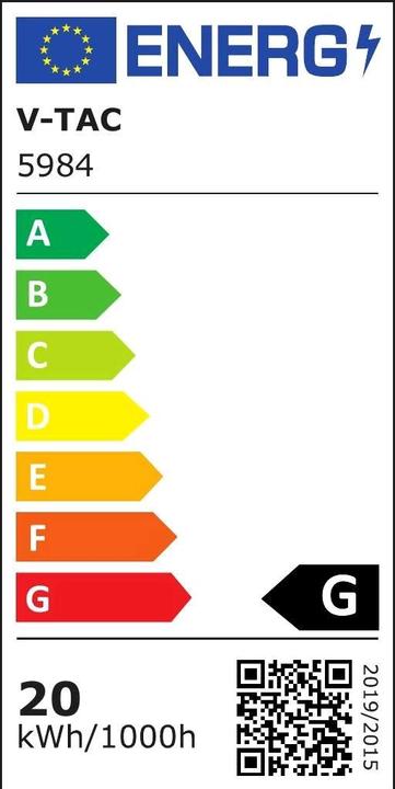 Energie-Label V-TAC VT5020 20W LED Fluter Bluetooth Interne Kreuzung Weiss Gehäuse RGB Weiss (1400 lm)