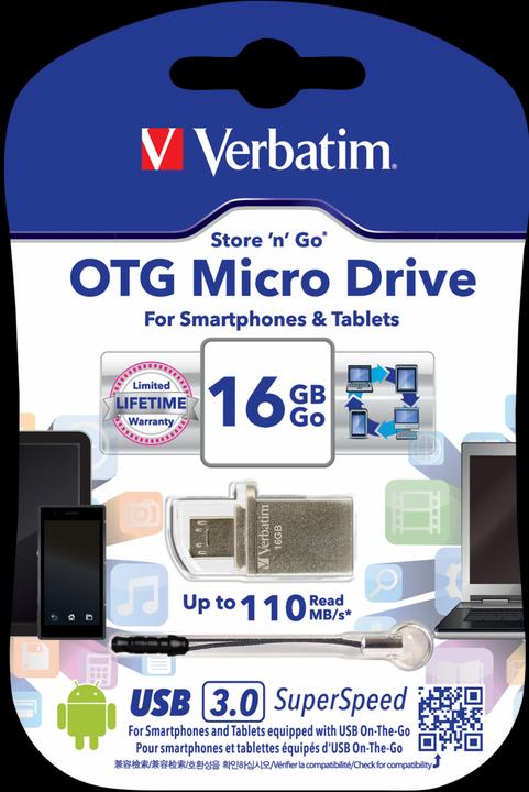 Produktbild Verbatim Store n Go OTG 16GB Micro Drive USB 3.0 (16 GB, USB-A)