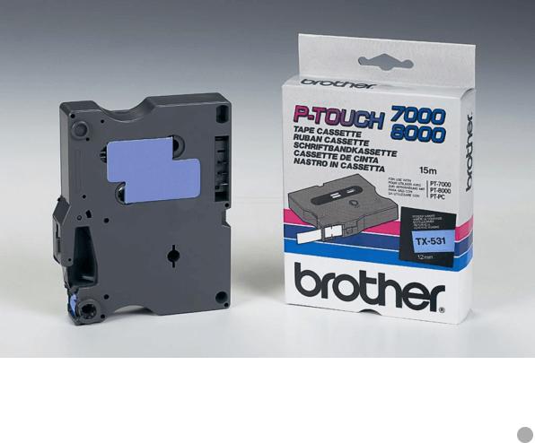 Image du produit Brother Ruban, laminé noir/bleu TX-531 PT-8000 12 mm (1.20 cm, Bleu, Noir)