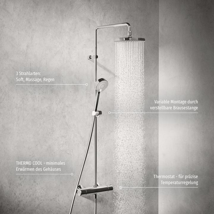 Actual product image Hansa Micra shower system with thermostat chrome