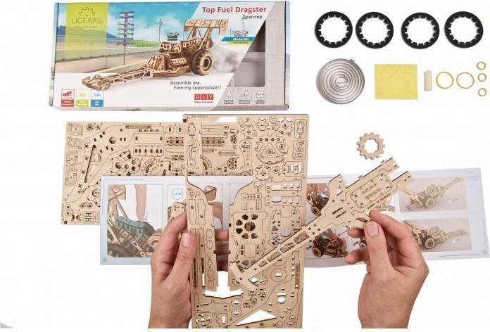Immagine prodotto Ugears 70174 - Kit di modellini meccanici Dragster, 321 pezzi, puzzle 3D