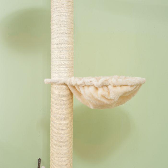 Produktbild Swisshandel24 Kratzbaum, Katzenkratzbaum Deckenhoch, 230-250 cm, Höhenverstellbar, Kippschutz (250 cm, Eiche+Cremeweiss)