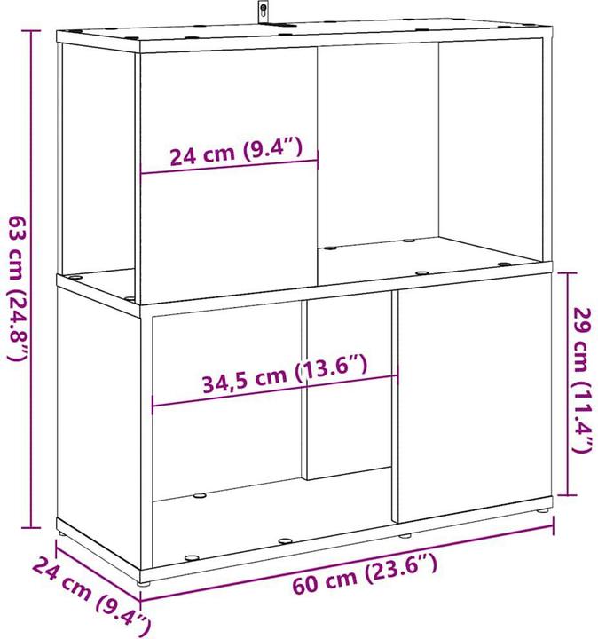 Image du produit VidaXL Bücherregal Raumteiler Standregal Aufbewahrung Büroregal Artisan-Eiche (60 x 24 x 63 cm)