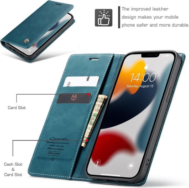 Actual product image König Design Case Mobile Protection for Apple iPhone 13 Pro Case Flip Cover Case Cover Blue New (Apple iPhone 13 Pro)