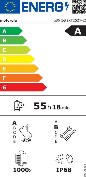 Energy Label Motorola Moto G86 (0.26 GB, Chrysanthemum, 6.67", SIM + eSIM, 5G)