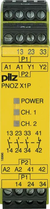 Pilz GmbH & Co. KG Interrupteur de sécurité d'arrêt d'urgence PNOZ X1P 24VDC 3n/o 1n/c