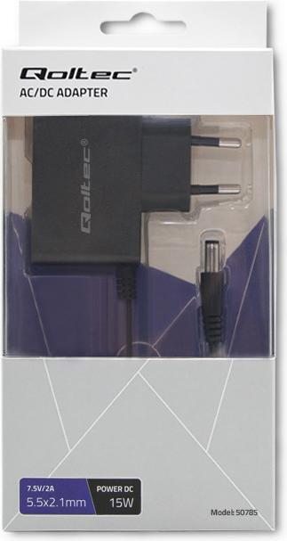Image du produit Qoltec 50785 Alimentation plug-in 15W 7.5V 2A 5.5x2.1 (15 W)
