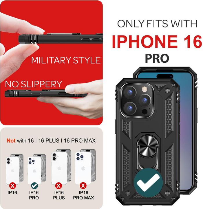 Produktbild Nalia Stossfeste Military-Style Ring Hülle (Apple iPhone 16 Pro)