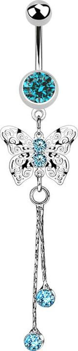 Immagine prodotto Star Piercing Banana in argento con ciondolo a forma di farfalla di cristallo aqua (Acciaio chirurgico 316L, senza ottone)