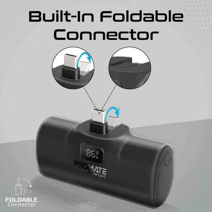 Actual product image ProMate PowerUp-C 5000mAh Mini Powerbank Black (5000 mAh, 18.50 Wh)