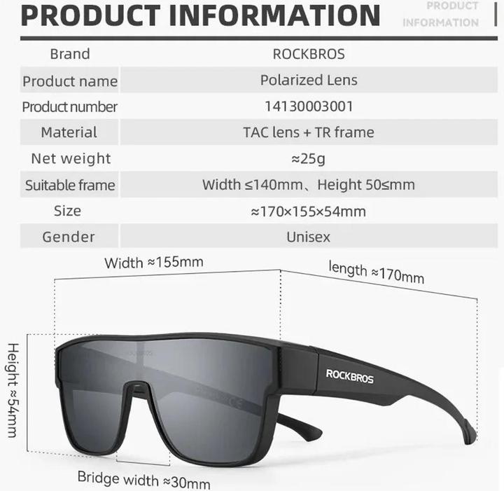Actual product image Rockbros SP304 polarizing cycling glasses - gray (Grey, Grey)